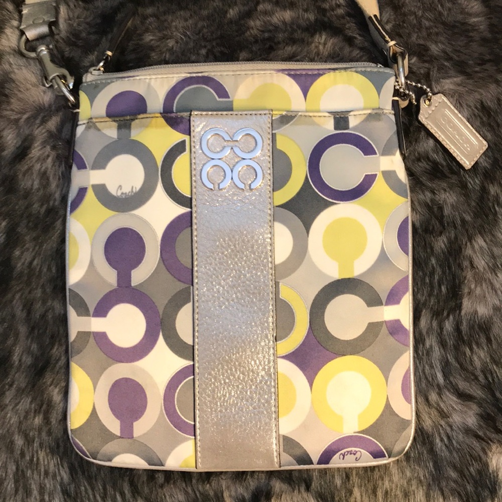 Coach Silver, Purple & Green Crossbody Purse